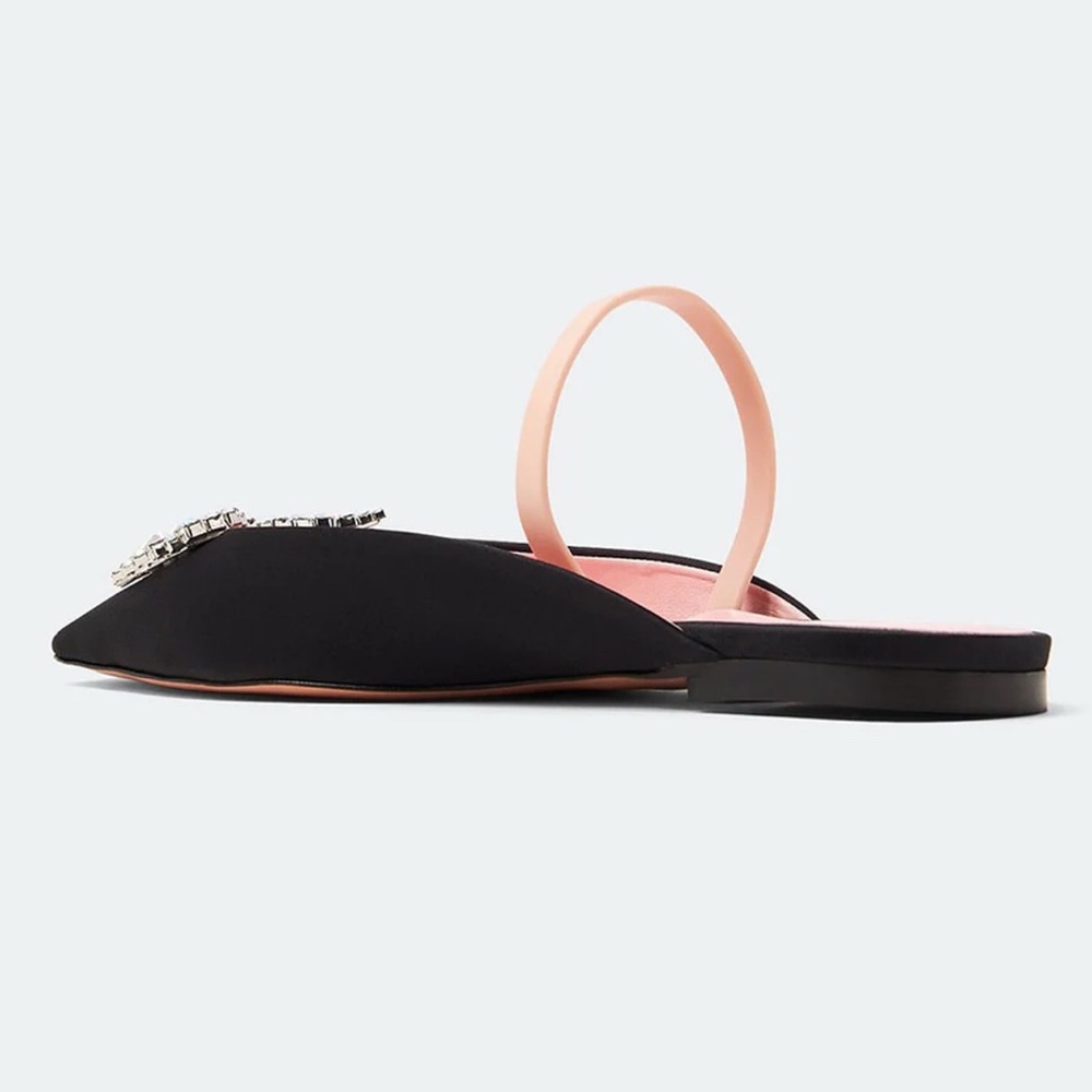 Piferi Drizella Crystal Embellished Slingback Flat,Satin Square Toe Rhinestone - Picture 9 of 16